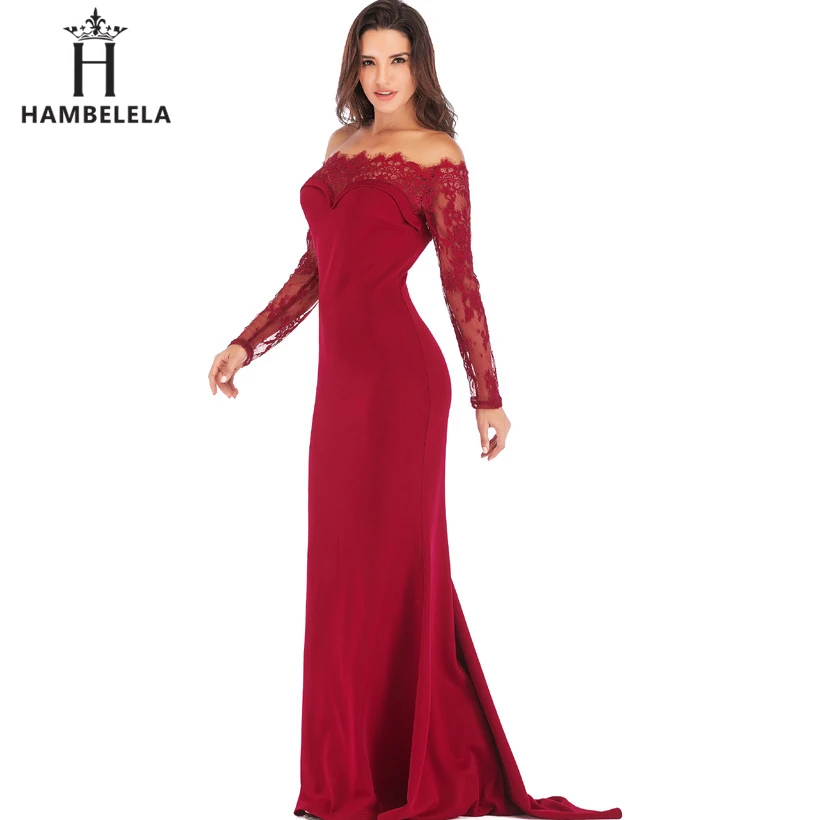 HAMBELELA Robe De Soiree Longue Long Sleeve Mermaid Evening Dresses Formal Evening Gowns China Vestido Longo Bodycon Lace Dress (3)