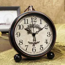 Винтажный Ретро старомодный будильник тихие не тикающие настольные часы с батарейками