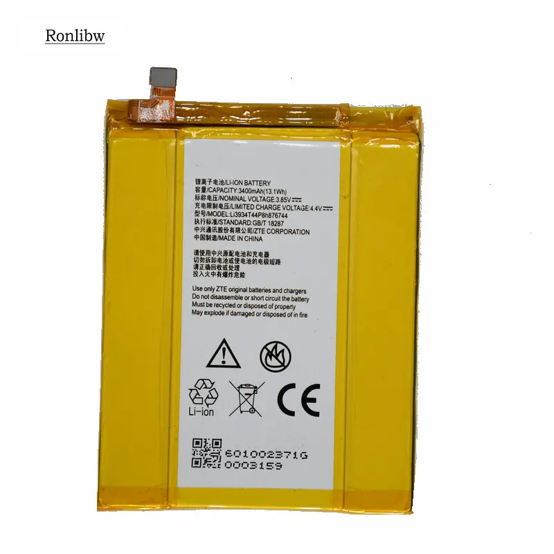 Сменный аккумулятор Ronlibw 3400 мАч 13 1 Вт/ч Li3934T44P8h876744 для ZTE Grand X Z988 Max2 ZMAX PRO