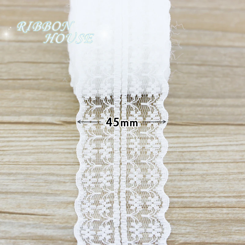 (5 yards/roll) 45mm White lace fabric Webbing Decoration Lovely gift packing Material 2