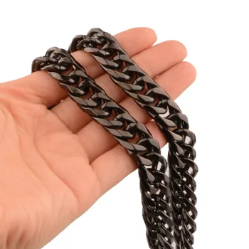 

13mm Wide Popular Jewelry 316L Stainless Steel Black Color Cuban Curb Chain Mens Unisexs Necklace Or Bracelet Wristband 7"-40"