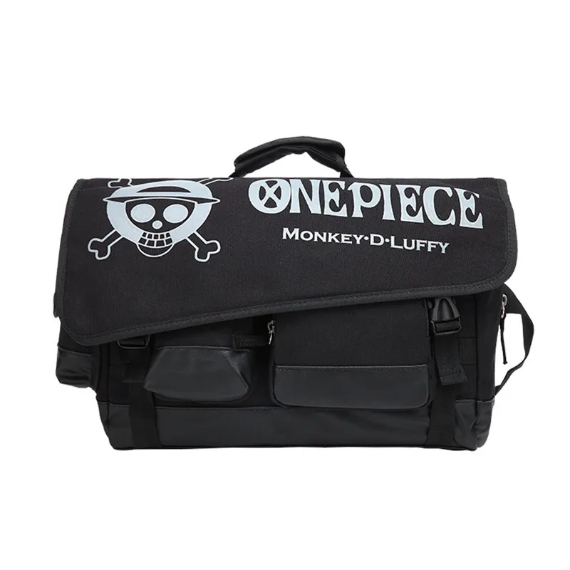 

Cartoon Anime One Piece Monkey D Luffy Men Boys Women Girls Hand Bag School Book Bag Cross Body Messenger Bag Canvas Black