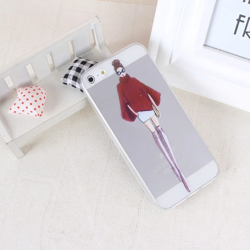 Case for iphone 5s Cover A Girl Transparent Soft Silicone Cases For iPhone 5 5S SE TPU Phone Case 08
