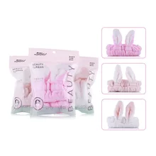 Полезная бархатная повязка на голову с заячьими ушками для макияжа, спа-маска для лица, Мягкая Милая повязка для волос для девочек