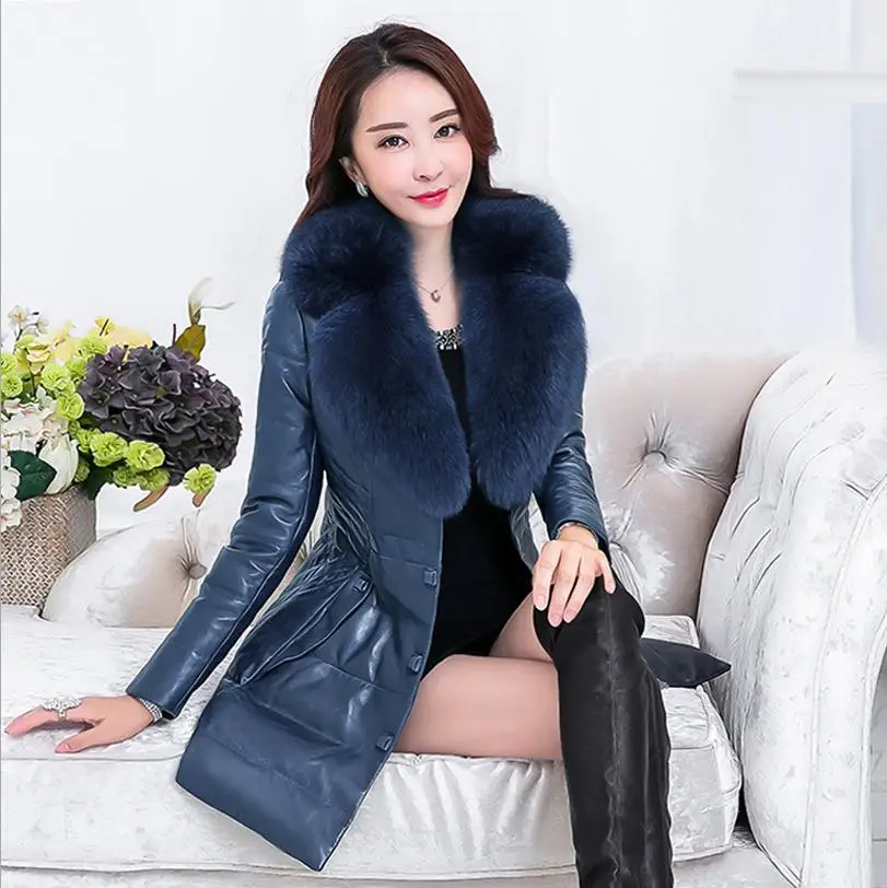 Épaissir Froid 2017 Col Veste Black Temps Duvet Femmes Chaud pink Long red Gray Neige Blue Poitrine De Hiver Par purple picture Pu wine W1486 Unique Parka lake silver Coton Red Canard wUwrqz8P