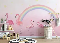 На заказ обои ручная роспись Фламинго обои для детской комнаты розовый задний план стены для стен 3 d папье peint