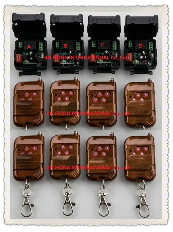 

AC220V 1CH Wireless Remote Control System teleswitch 8 transmitter and 4 receiver universal gate remote control /radio receiver