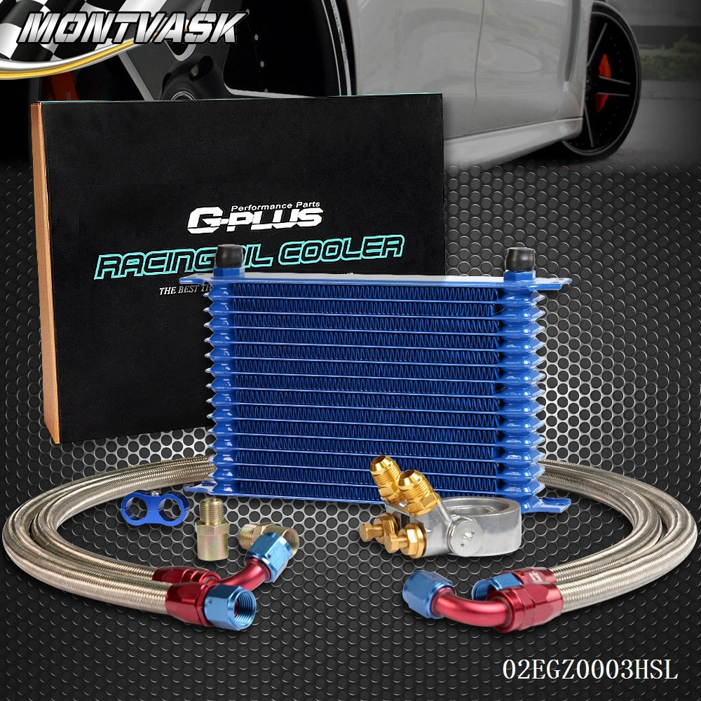 15 ROW Thermostat Adaptor Engine Racing Oil Cooler Kit For CAR/TRUCKin