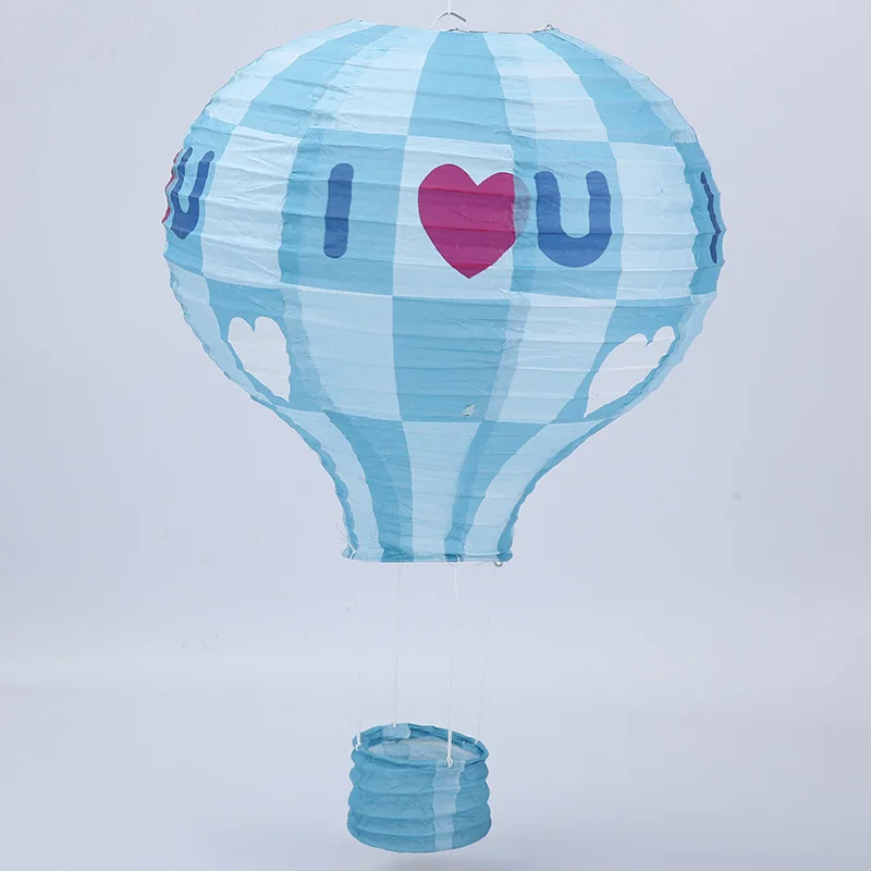 30cm 40cm hot air balloon chinese lantern rainbow heart striped printed lampion babyshower birthday wedding party decorations - Цвет: Blue Love