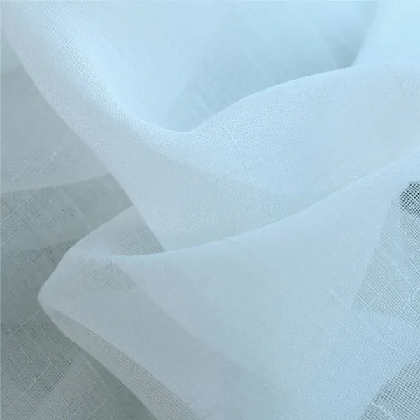 Fuax Linen White Tulle Curtains for Kids Bedroom Soft Cross Pattern Voile Curtains for Living Room Treatment Voile Tulle 