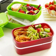 2 Schicht Kunststoff Lunchbox Tiber Bento Mikrowellengeeignet Geschirr Set Große Kapazität Mahlzeit Box Lebensmittelbehälter