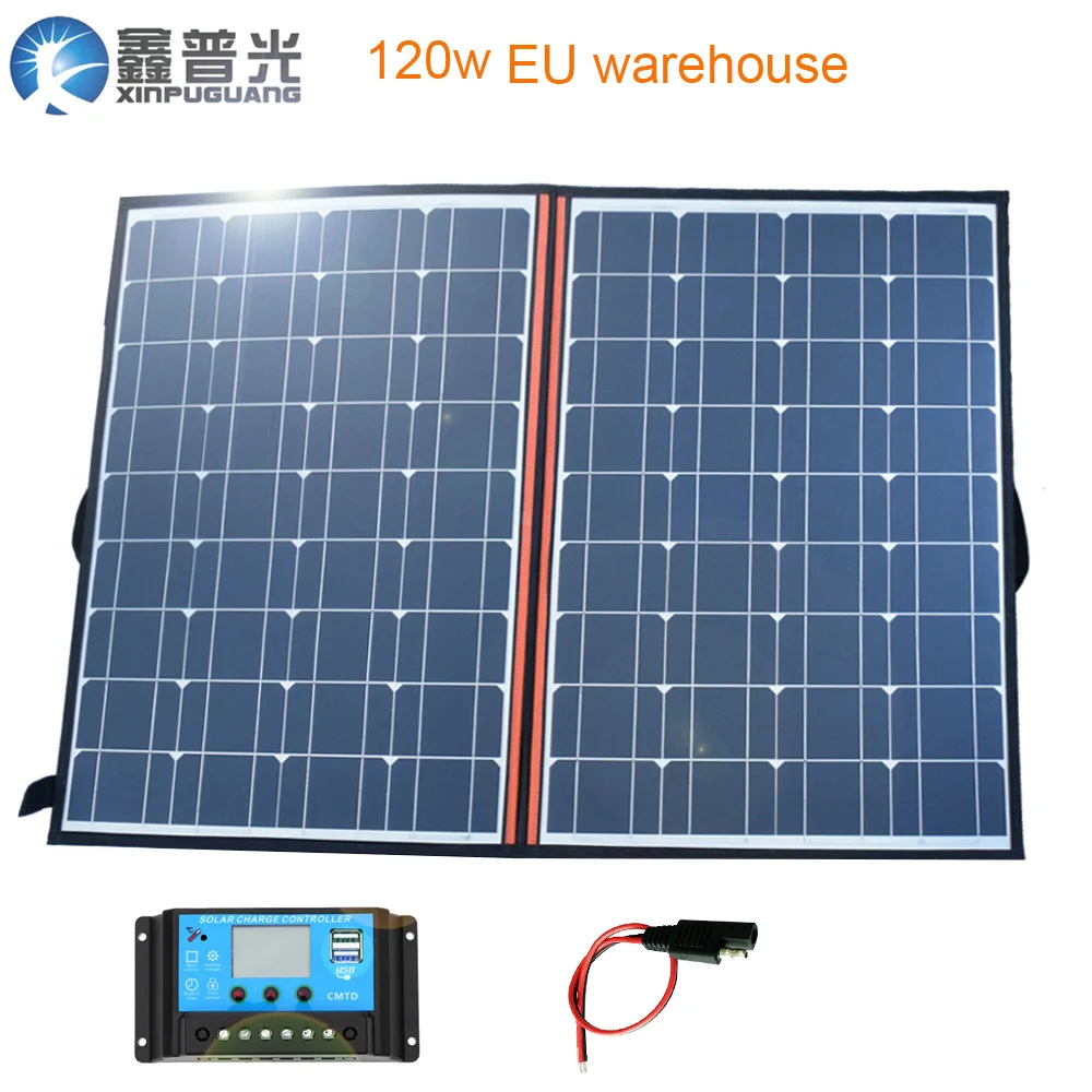  XINPUGUANG 120w (2*60w) Flexible Foldable Mono Solar Panel Light Portable High Power Outdoor Solar 