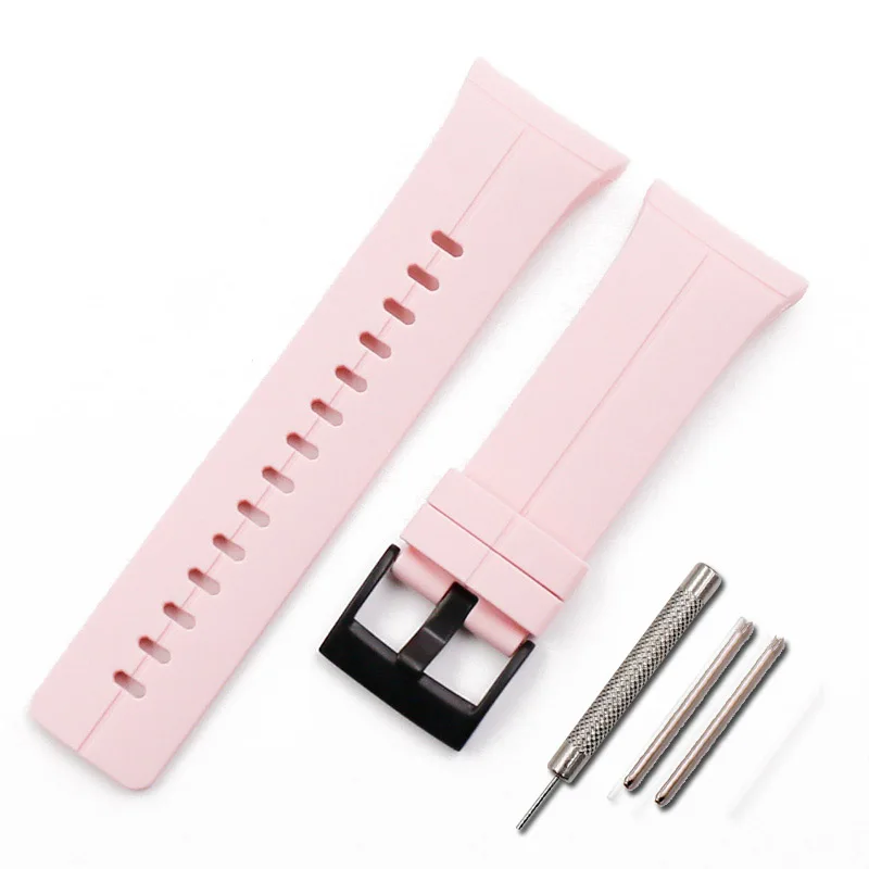Аксессуары для часов Силиконовый ремешок для мужчин подходит для Suunto Spartan Extreme Ultra HR Спорт на открытом воздухе водонепроницаемый ремешок для часов - Цвет ремешка: Pink black buckle