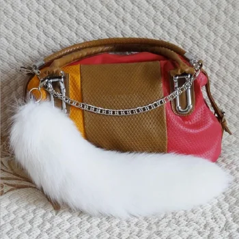 

Real fox tail charm white fox tail keychain real fox fur charm snow white key ring bag pendant wholesale price A75