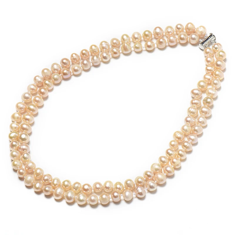 

Having Two sizes Pale yellow Smooth and Shiny gloss 8-9 mm and 7-8 mm Freshwater Natural pearl Necklace