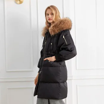 

Real Natural Raccoon Fur 2018 Winter Jacket Women Coat Thick Warm Parka Winter Overcoat Snow White Duck Down Jacket Female Coat