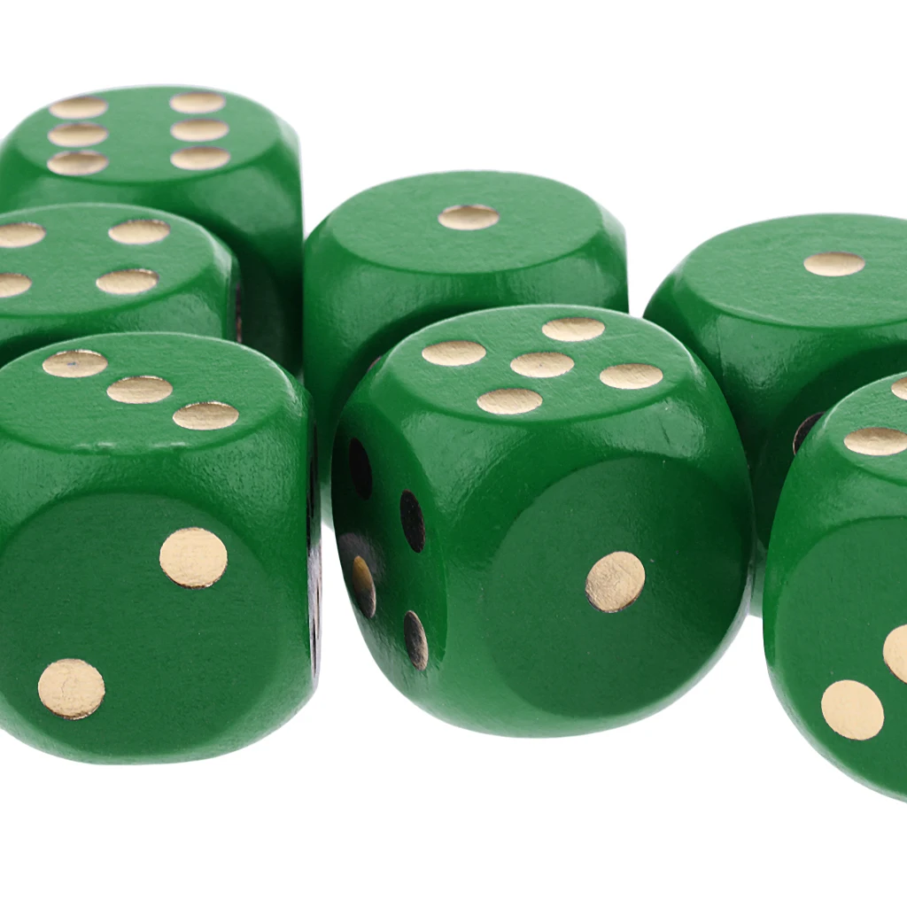MagiDeal 10Pieces Wooden Dice D6 Six Sided Dotted Dice for Dungeons and DragonsTable Board Games