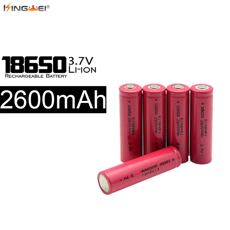 

100pcs/lot Kingwei 18650 Batteries 3.7v 2600mah Rechargeable Battery For Laser Pen Flashlight Torch Powerbank Toy Wholesale