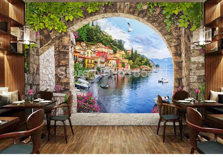 fundo, papel de parede foto, café, restaurante decoração, mural