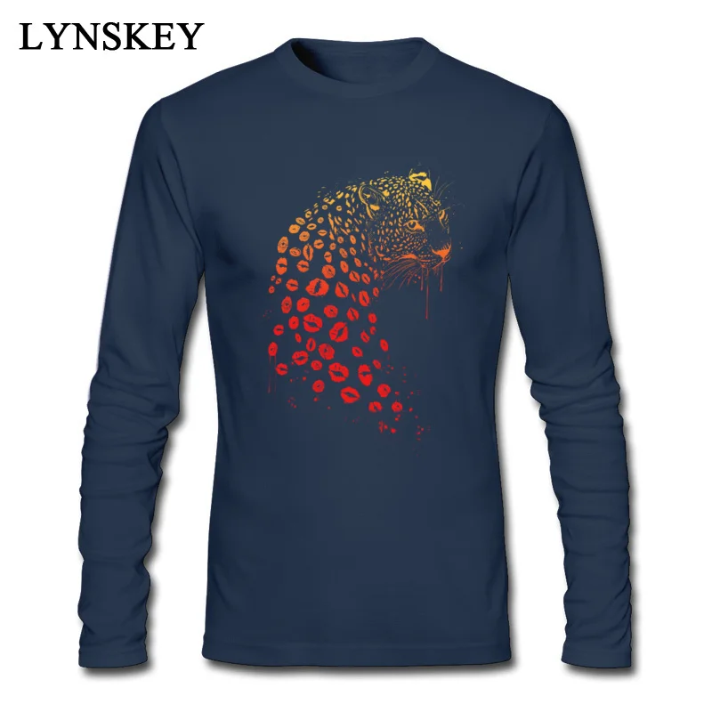 Round Collar Pure Cotton Mens T-shirts Printed On Long Sleeve Tops T Shirt Coupons Normal Tee-Shirt Kiss me Top Quality Kiss me navy