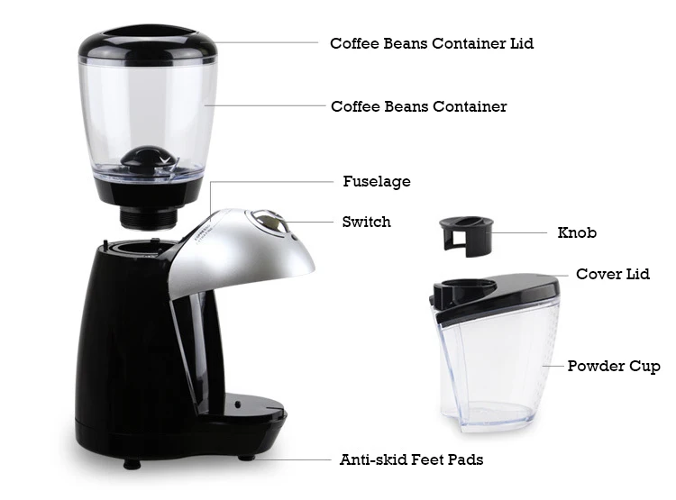 Online JIQI Elektrische Kaffee Grat Mühlen Italienischen Cafe Kaffee Bean Schleifen Maschine Feine Miller Edelstahl Klinge 110V 220V EU UNS