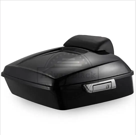 

Vivid/Glossy Black Chopped Tour Pack Luggage Rear Trunk Pak Case Lock Key & Chopped Backrest For Harley 14 -17Touring FLH FLHX