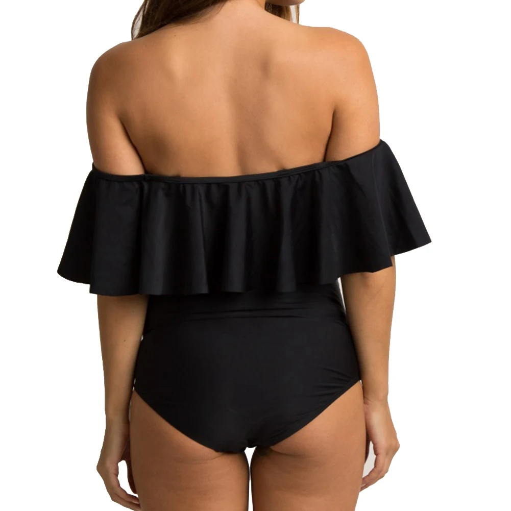 Купальники для беременных летние Танкини с оборками черные купальники