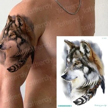 

temporary tattoo sticker men wolf tattoo sleeve sexy men body tattoo waterproof wolf head art tatoo women arm back decals new