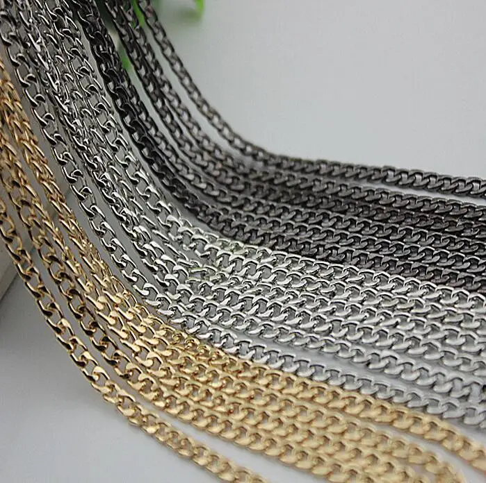 (100 m/lot) 3 color plating high-end DIY width 4 mm leather handbag aglet fine chain decoration accessories | Багаж и сумки