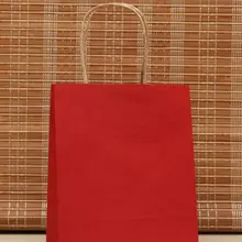 10 шт./партия канцелярский держатель красный бумажный пакет с ручками 21x15x8 см праздничная подарочная сумка свадебный подарок крафт-бумажные пакеты