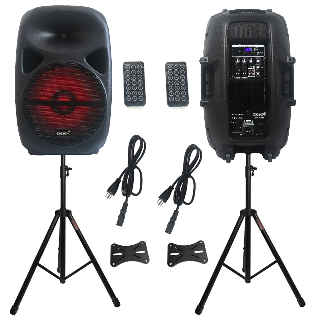 STARAUDIO 2Pcs 2500W 15" Powered PA DJ Audio Speakers Bar Stage Club