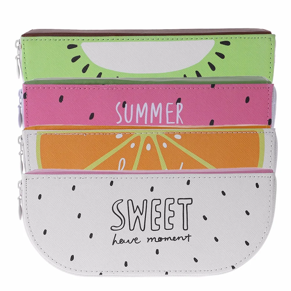 

Cute Fruit Pencil Cases For Girls PU Leather Pencil Box Stationery School Supply