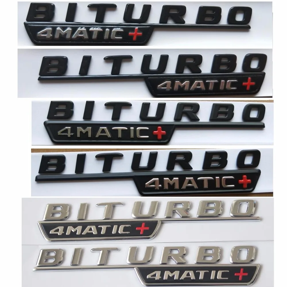 Хромированные черные буквы с красным крестом BITURBO 4matic + значок на крыло эмблемы