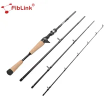 Рыболовная удочка Fiblink Baitcasting, 4 шт., ультра-светильник, углеродное волокно, удочка для путешествий, Удочка Canne casing, M/MH, удочка для приманки