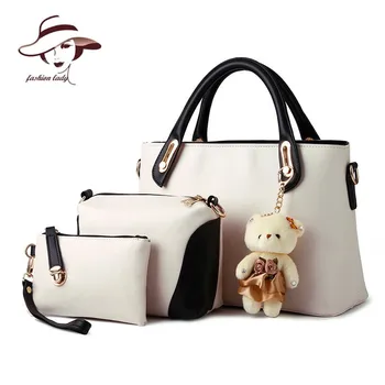 

2020 women bag composite bag buy one get three 3 bags a set candy color women handbag+clutch+shoulder bag famous brand designer