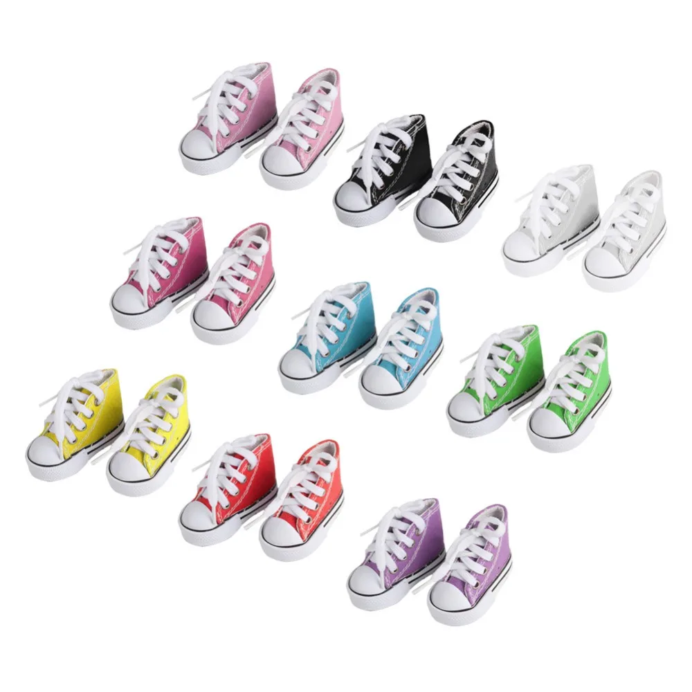 

New 1pair DIY Dolls Accessories 7cm Doll Shoes Sneakers For American Dolls Fashion Denim Canvas Mini Toy Shoes For Handmade Doll