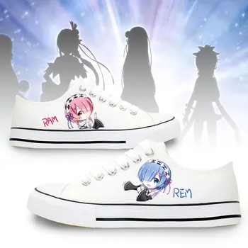 

High-Q Unisex Anime Cos Re:Life in a different world from zero Casual Emilia Low Canvas Shoes