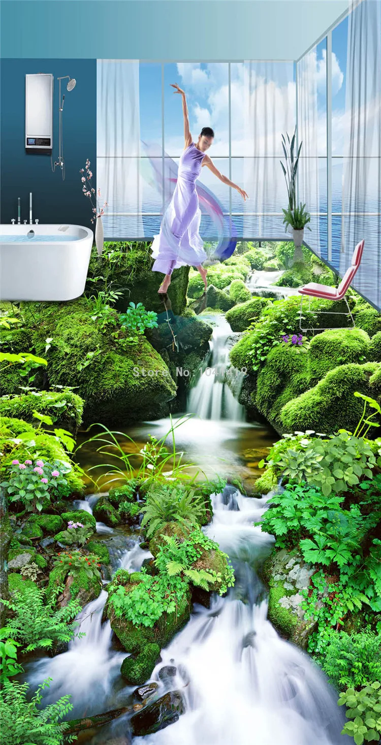 PVC autoadesivo, 3D Wallpaper para banheiro e quarto