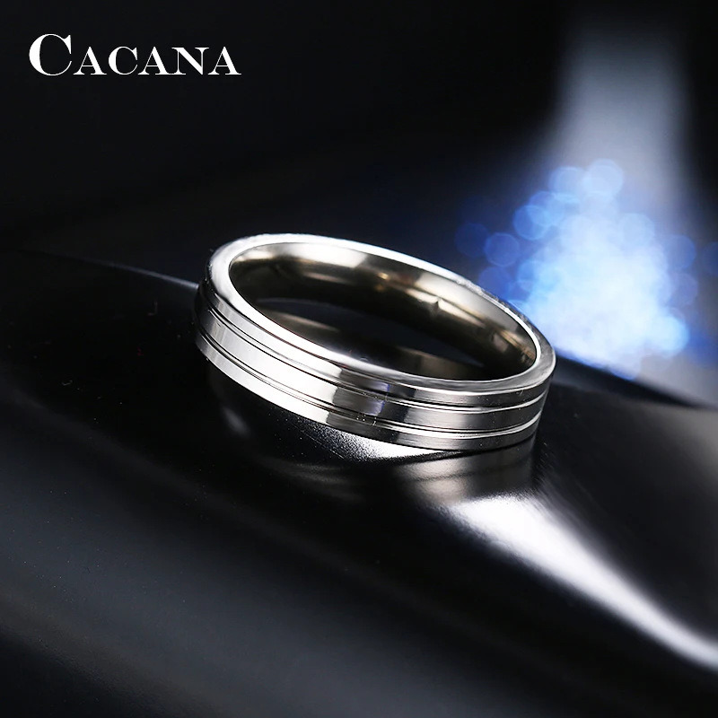 CACANA кольца из нержавеющей стали для женщин зеркальные блестящие стильные персонализированные украшения № R24
