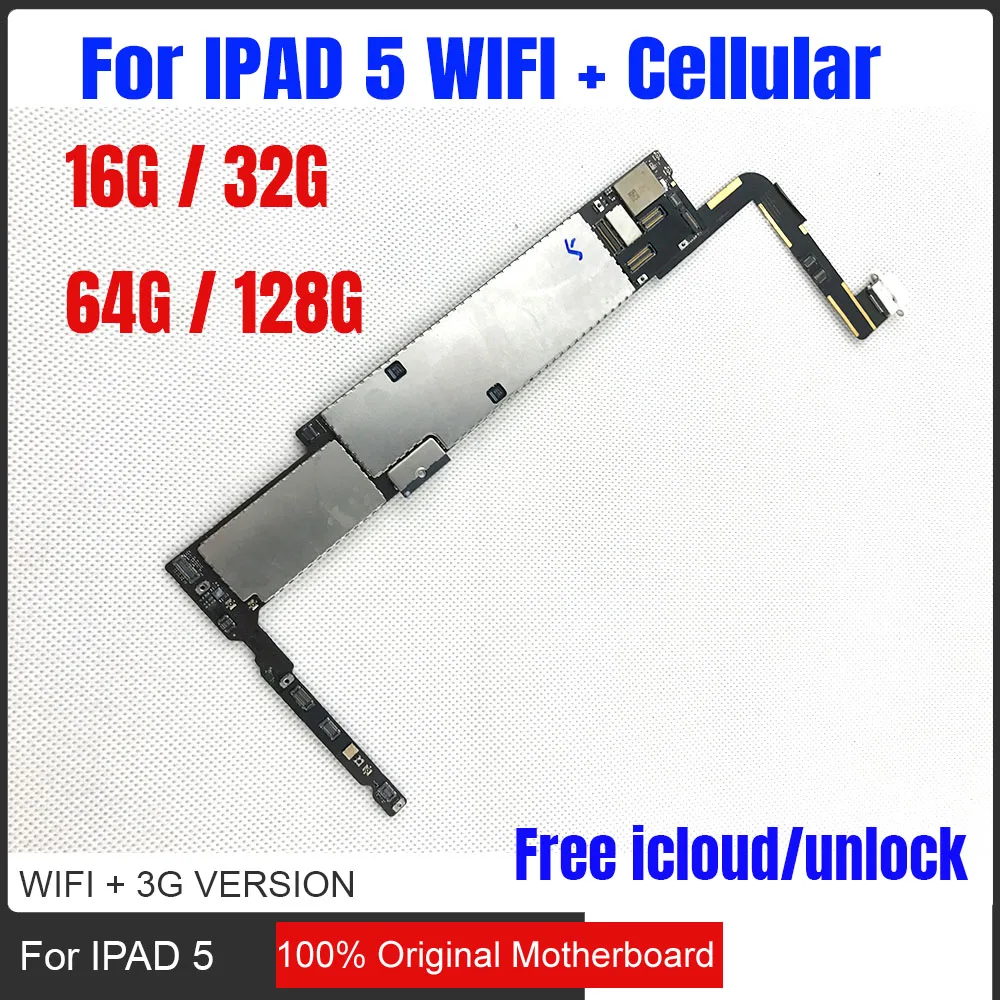 

16/32/64/128gb Original unlocked for Ipad 5 Logic Boards Wifi + Cellular Version for Ipad Air 1 Motherboard with IOS System