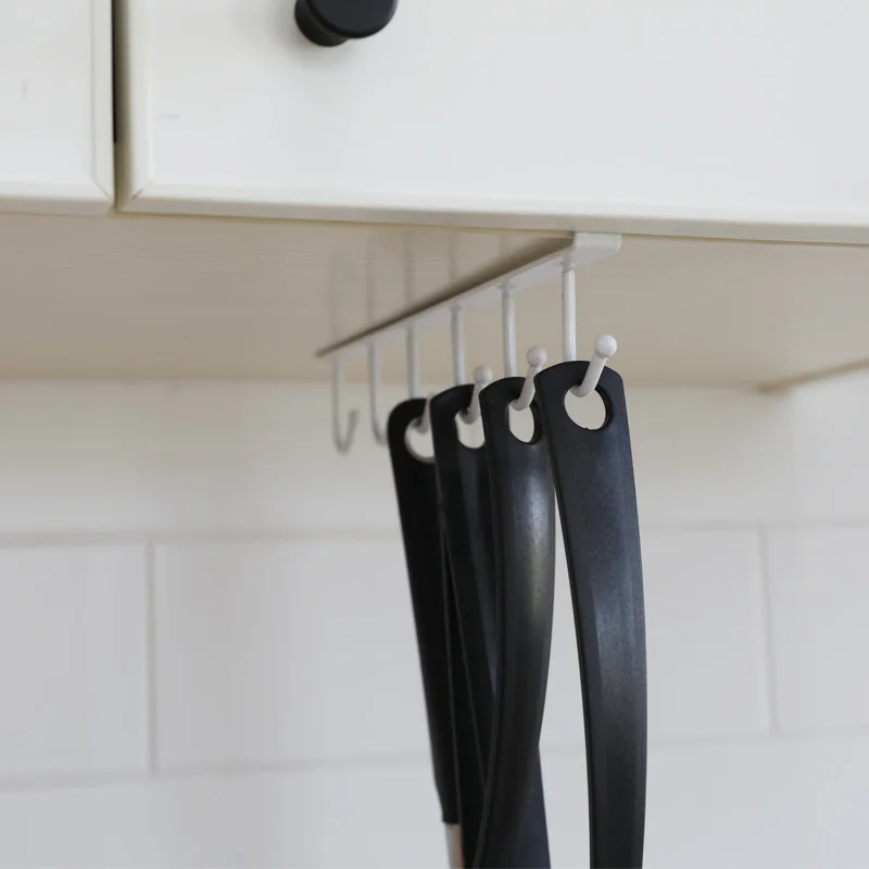 Железная художественная вешалка для одежды, многофункциональный крючок для кухонного шкафа, 6 крючков, вешалка для отделки без гвоздей LU5024