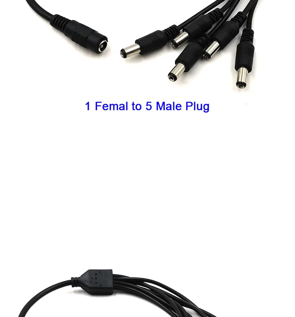 dc connector plug 1 femal to 2 3 4 5 8 male plug  Jack Splitter Adapter cable (5)
