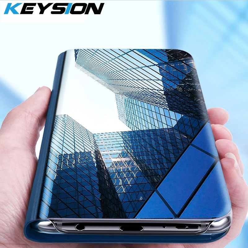 

KEYSION Smart Flip Mirror Case For Huawei Y6 Y7 Prime Y9 2018 2019 Mate 20 Lite P30 Pro Cover For Huawei honor 8X 10 Nova 2i 3 4