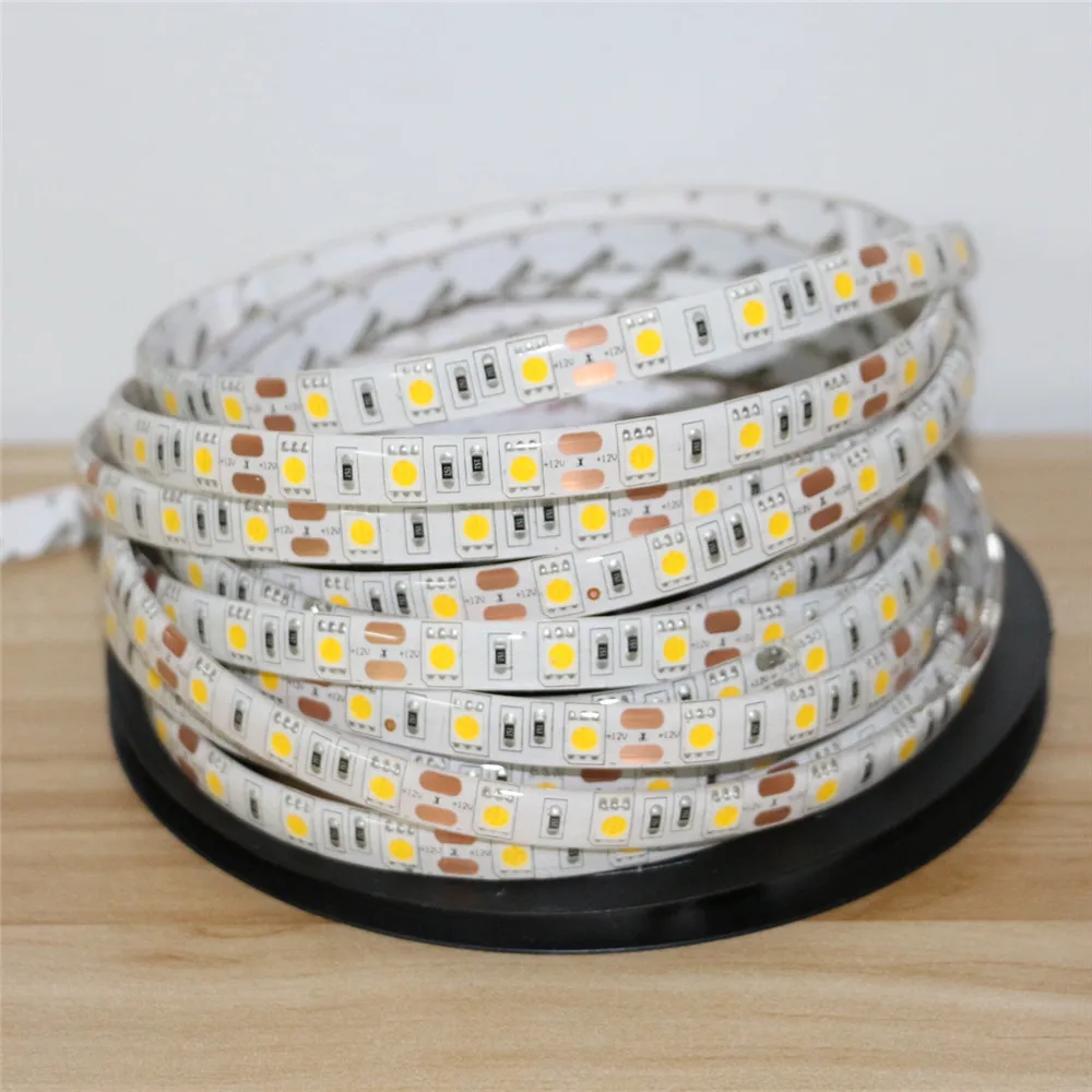 

DC12V 1/2/3/4/5M 5050 Flexible LED Strip light 60leds/m Waterproof / Non-waterproof Home Decor Led RibbonTape White / Warm White