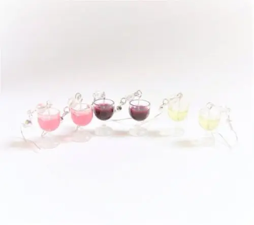 Еда ювелирные изделия бокал вина серьги, миниатюрные серьги с пищевыми продуктами