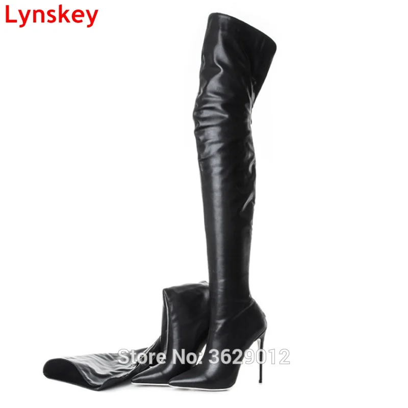 

Sexy Fashion Black Over the Knee long Boots Sexy Thin High Heel Boots Pointy Toe Thigh High Women Boots
