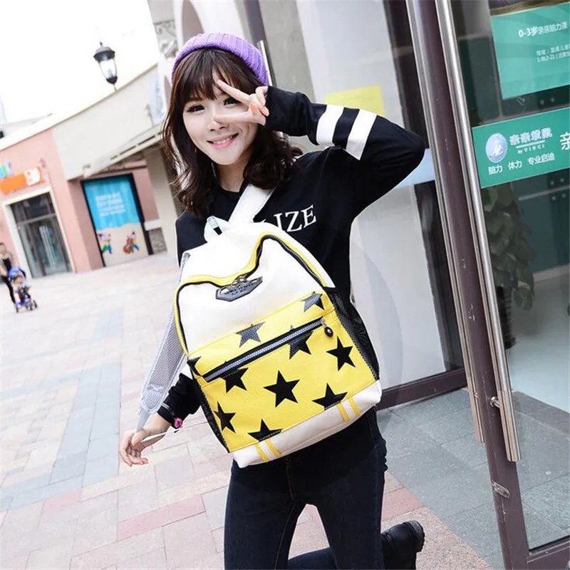2016 New Women s Fashion Backpacks School Bags for Teenagers PU Solid Backpack Famous Brands Leather