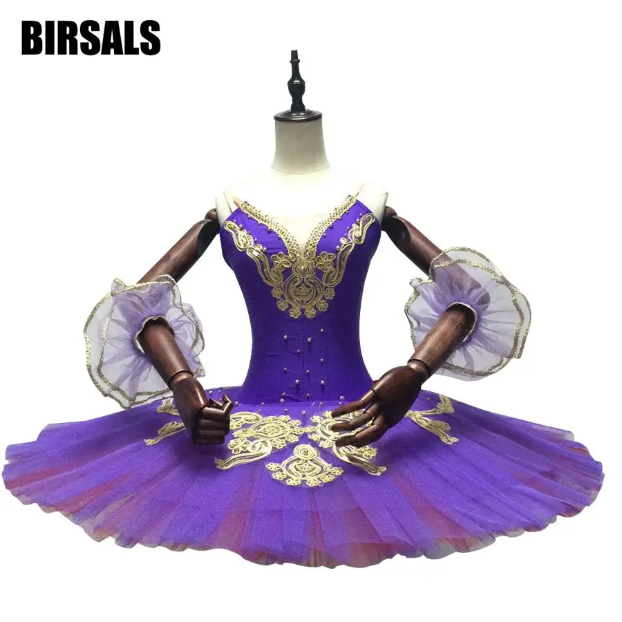 Women Lilac Fairy Professional Ballet Tutus Purple Gold Women Nutcracker ClassicalBalletCostume,CustomMade PancakeTutuDress8965B