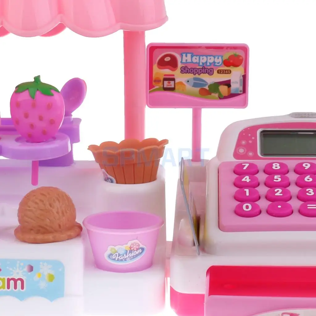 36 Pcs Simulation Ice Cream Store Cash Register Set w/Music & Light Kids Food Pretend Play Toy Gift