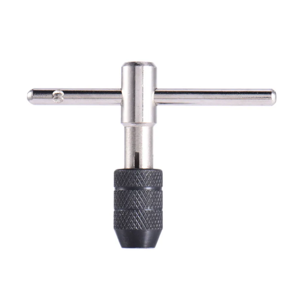 

1/8"-1/4" T-Handle Ratchet Tap Wrench Chuck M3-M6 Screw Tap Holder Hand Tool Handle Adjustable Screw Tapping Threading Tool